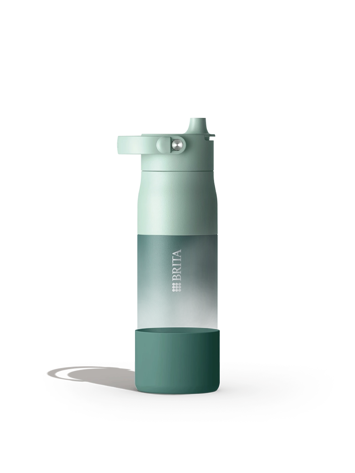 Green silicone boot for BRITA LARQ water bottle.