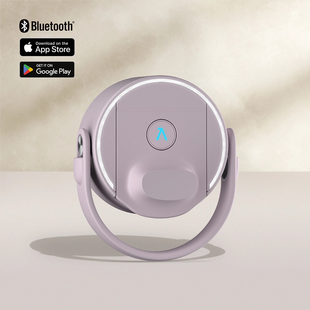 BRITA LARQ iQ Cap in purple on a beige background.