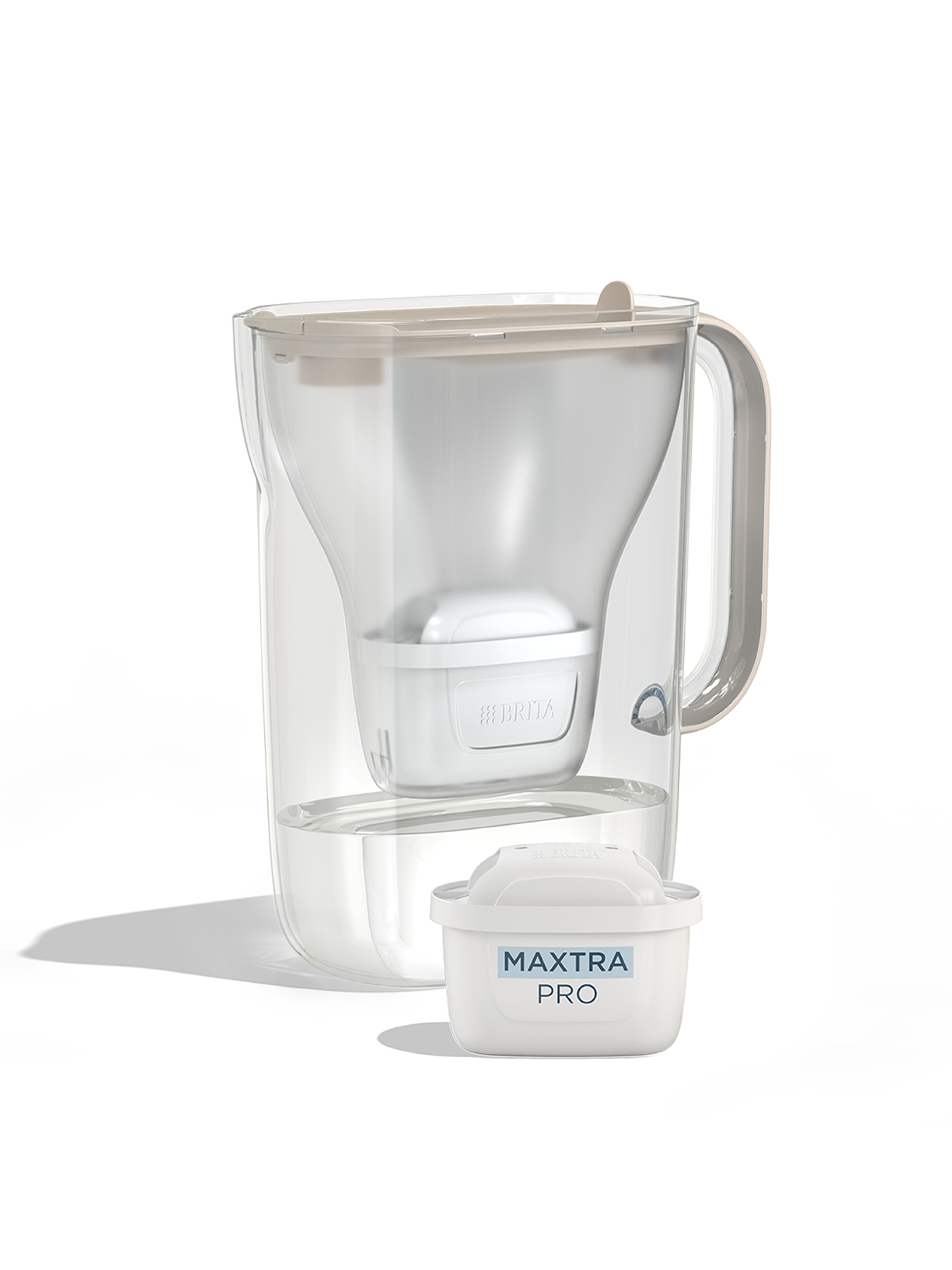 BRITA Style Essential in sand with a MAXTRA PRO filter cartridge.