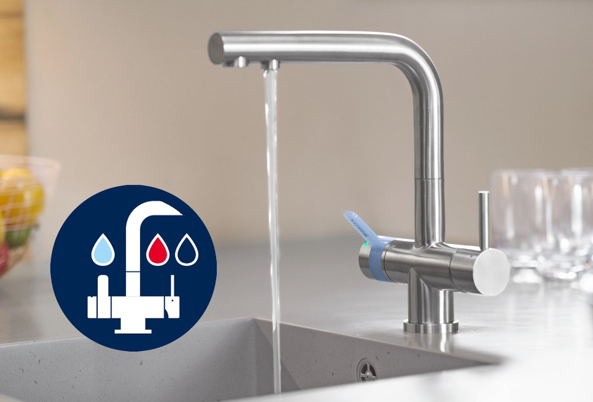 BRITA 3-way tap with 3 functions: filtered, hot and cold
